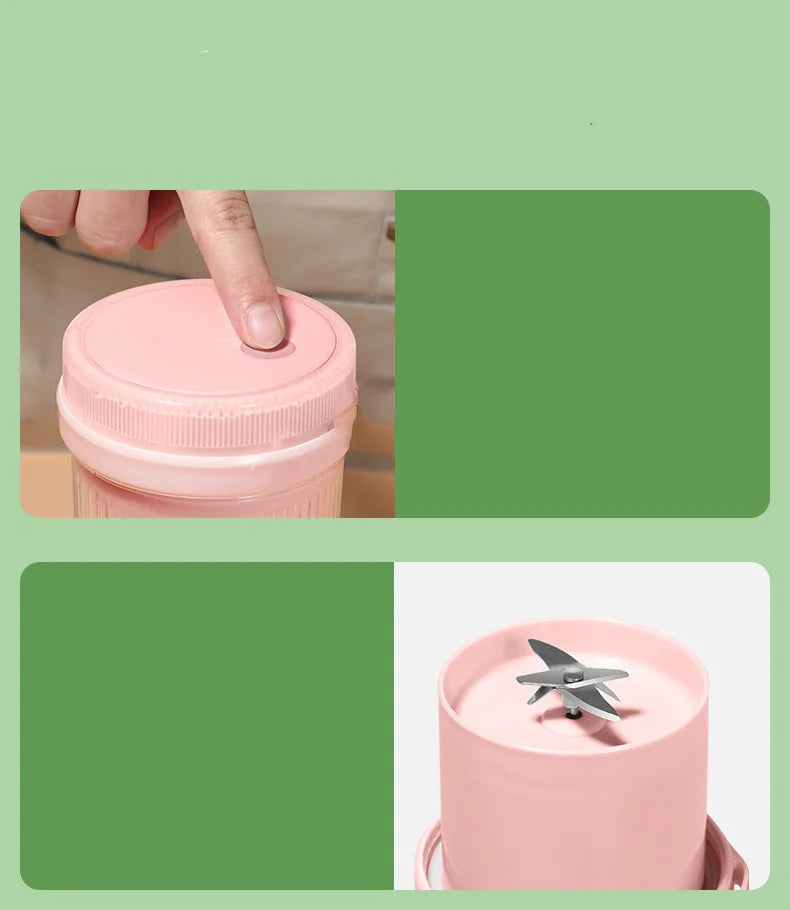 FreshGo Mini – Licuadora Portátil USB de 350ml con Cuchilla de 4 Hojas